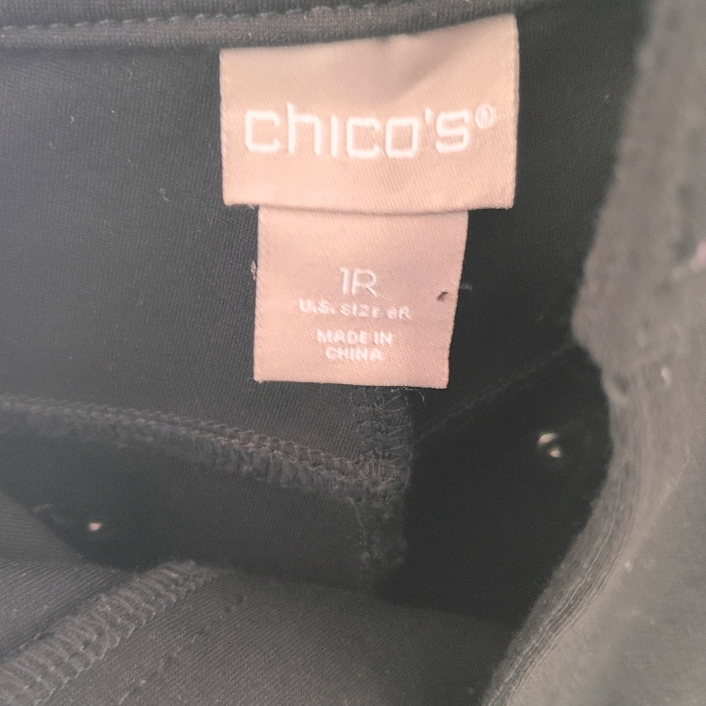 Chicos Black Straight Leg Pants Womens Size 1R‎ US Size 8 Comfort Stretch - Picture 8 of 9